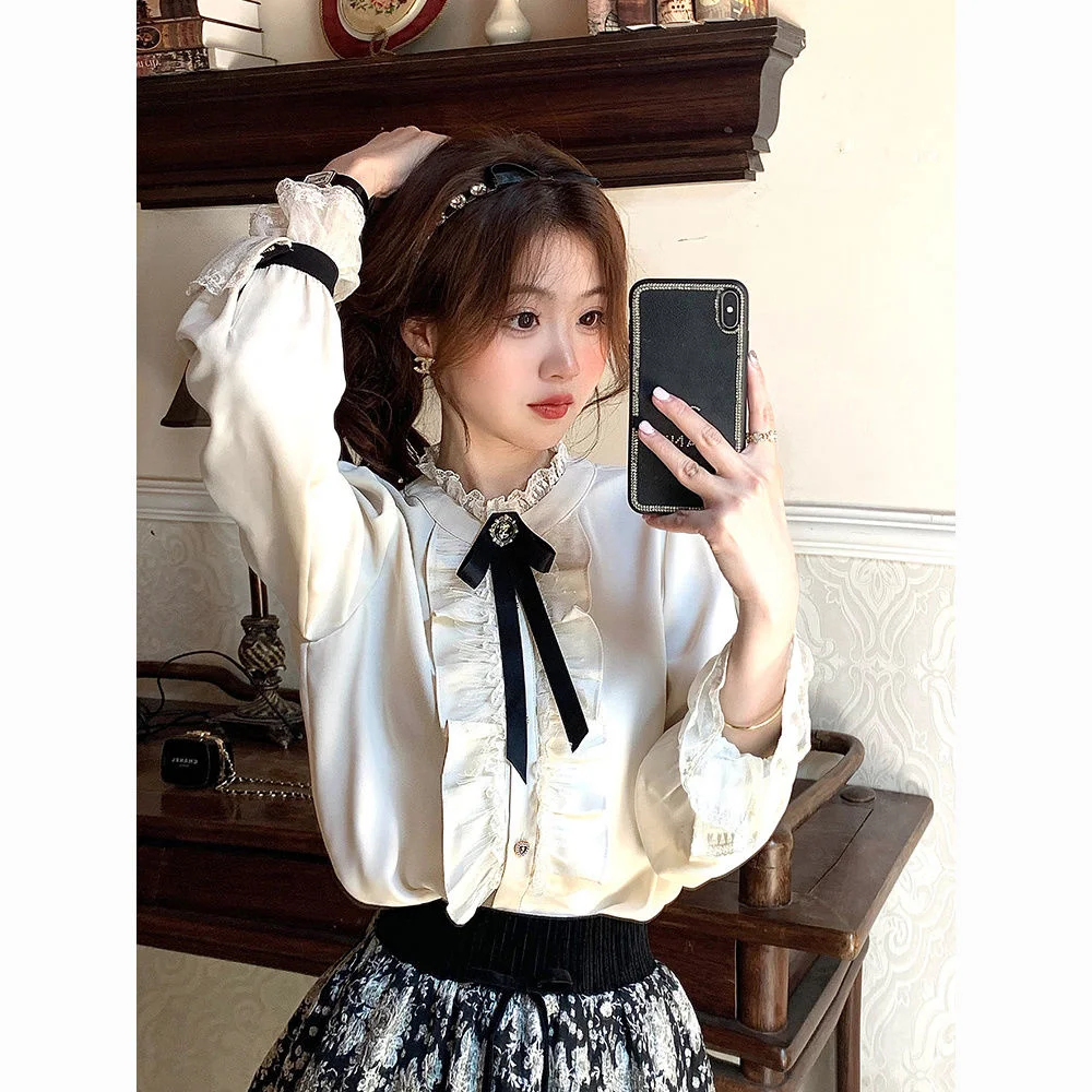 Little Style Lace Shirt High Special Top Autumn Within Blusas Clothes for Women Shirts Blouse