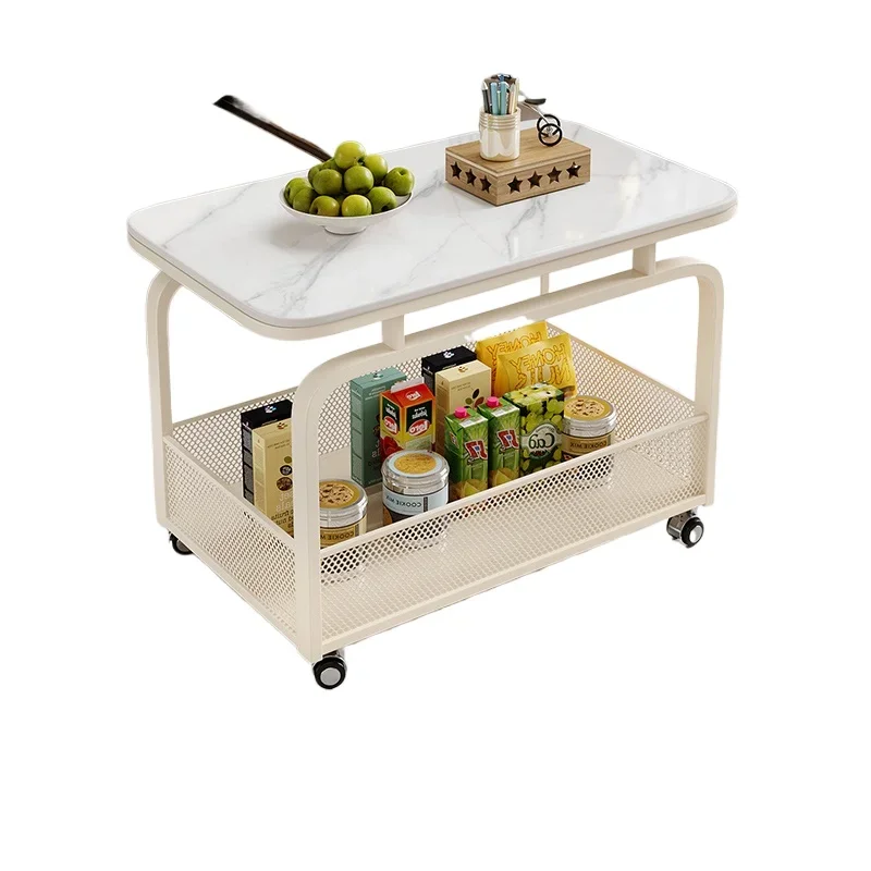 

Cream wind living room sofa rock slab small coffee table removable side table trolley shelf bedroom