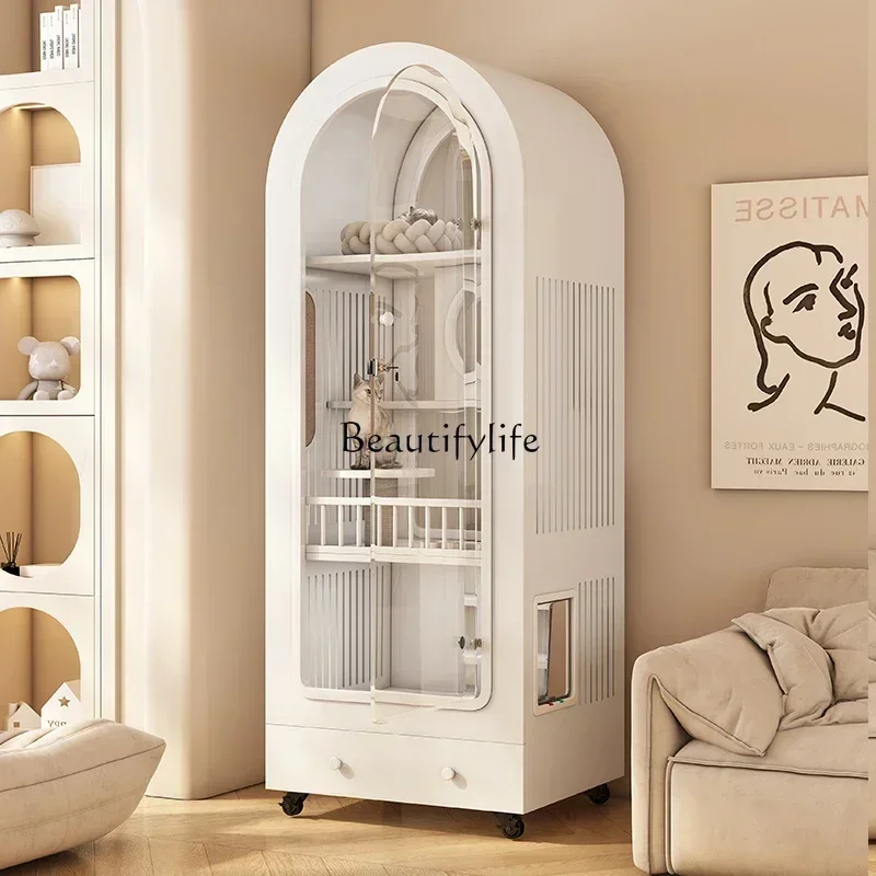 

06French Arch Small Non-Covering Cat Villa Integrated Luxury Panoramic Tempered Glass Room