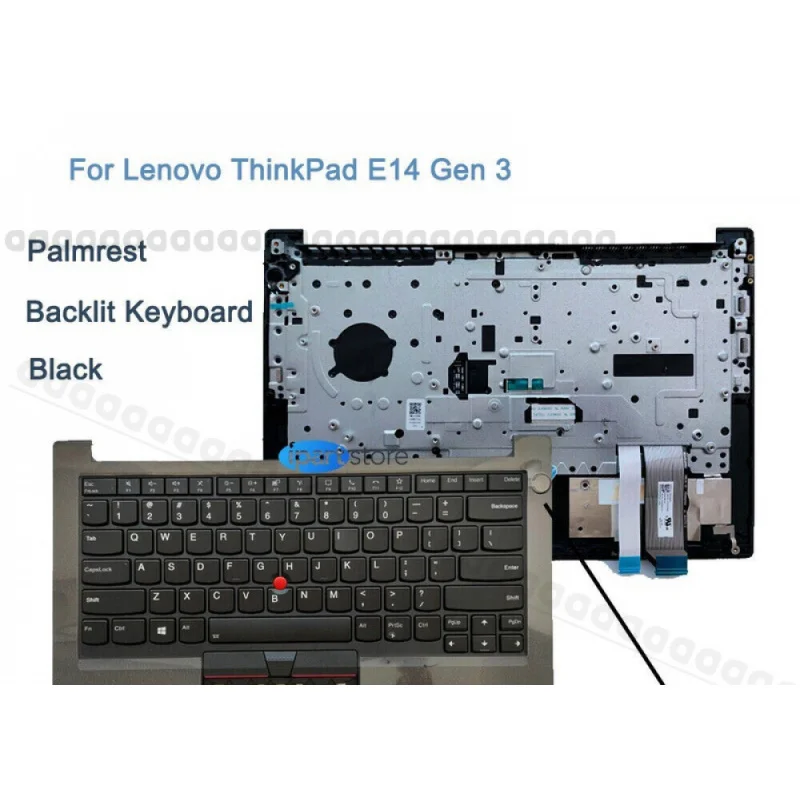 Novo Apoio para as Mãos (Palmrest) com Teclado Retroiluminado para Lenovo ThinkPad E14 Gen 3 20Y7 20YE 20YD 20TF - Estoque nos EUA
