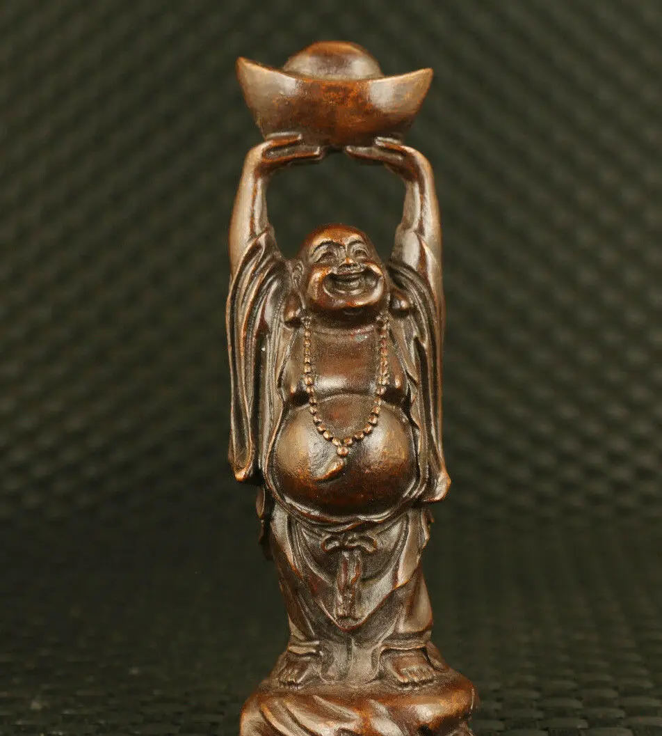 Rare Chinese old bronze hand casting blessing buddha statue figure Collection