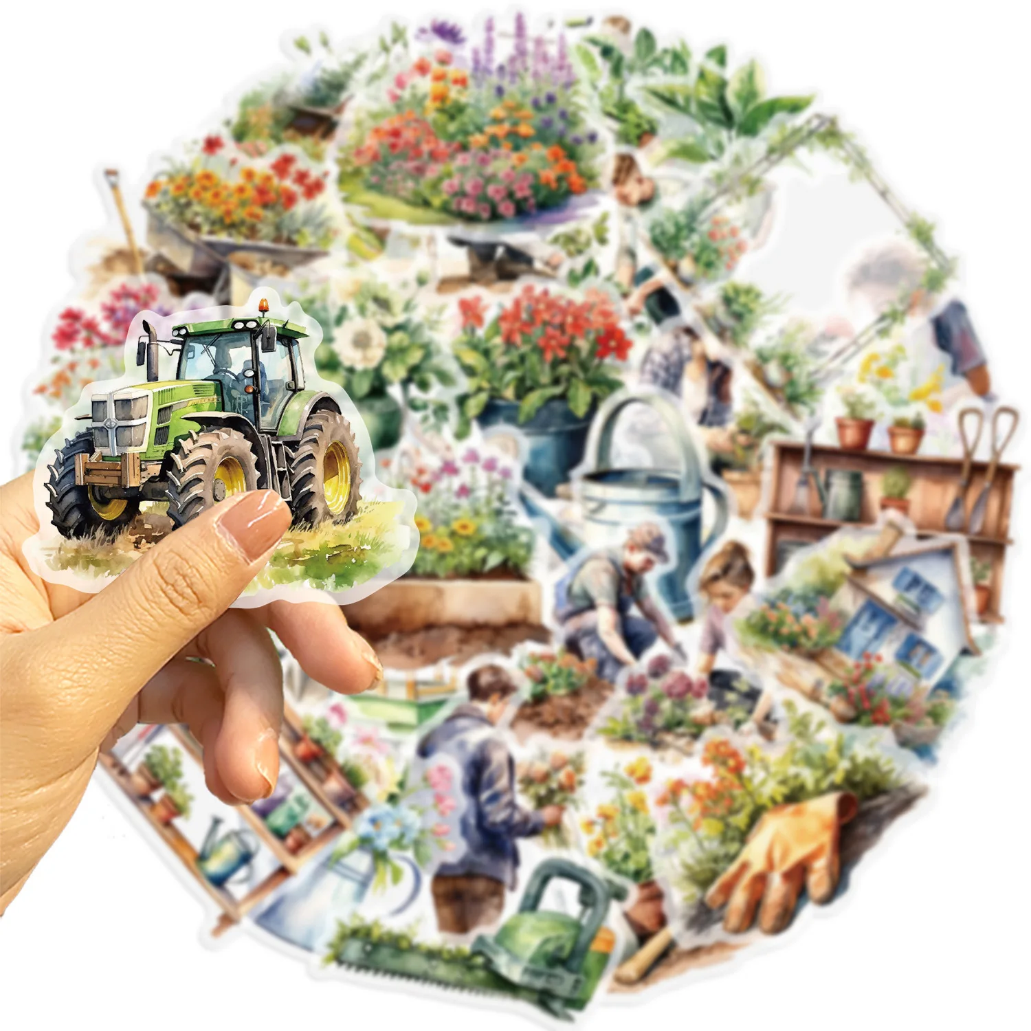 50PCS Transparent Green Garden Sticker Waterproof PET Journal Decoration Wall Guitar Diary
