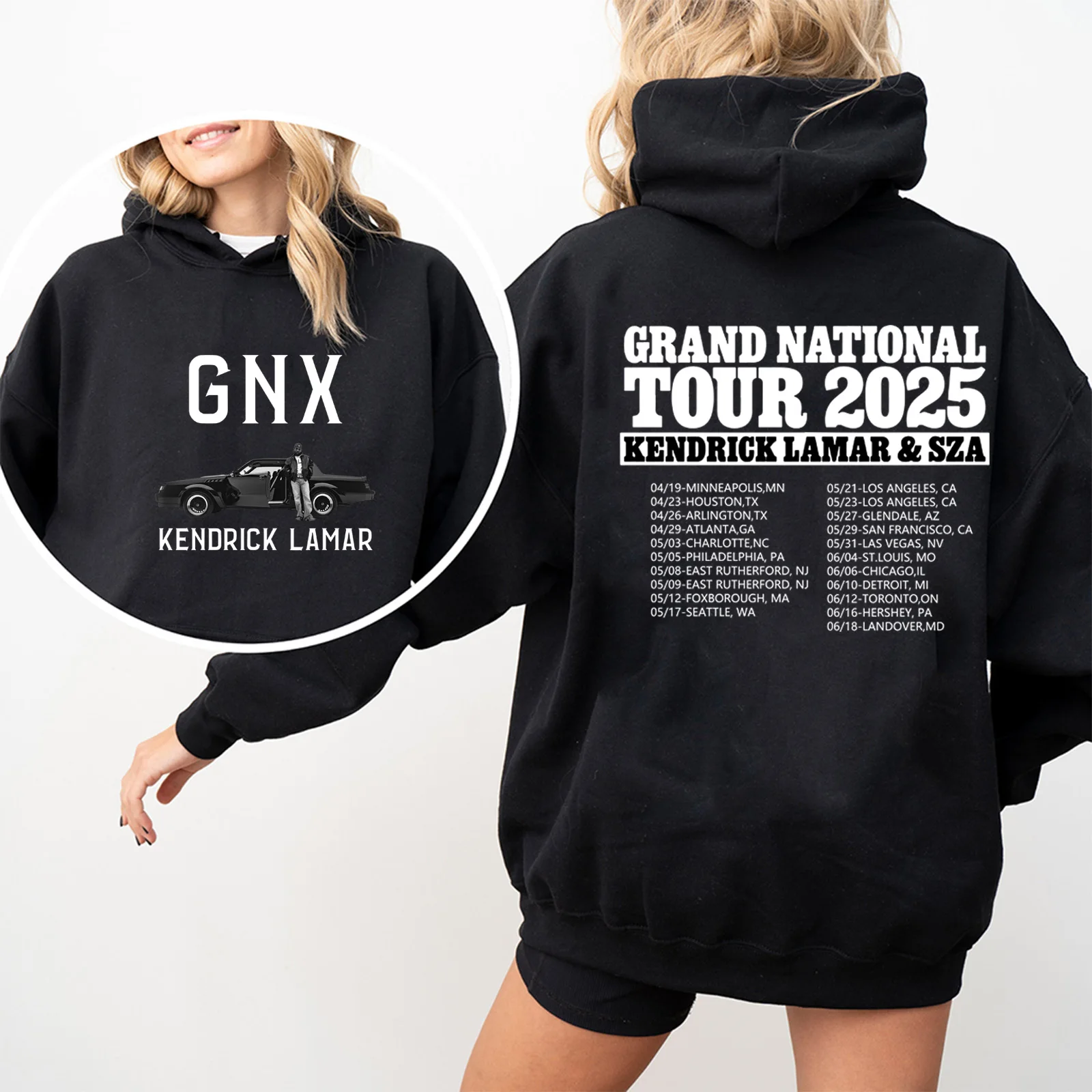 Kendrick & SZA Grand National Tour 2025 GNX Merch Album Tracklist Hoodie Long Sleeve Streetwear Women Men Hooded Sweatshirt