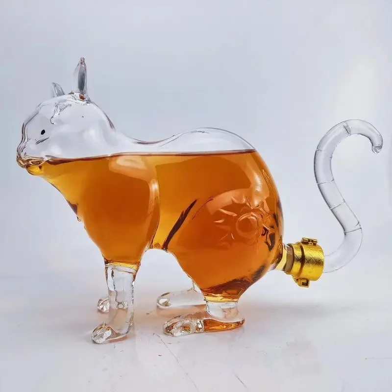 Imagem -03 - Decantador de Uísque Chinês em Forma de Gato Decorações para Festas Garrafa de Álcool Vidro sem Chumbo para Bebidas Alcoólicas Scotch Barware 1000ml