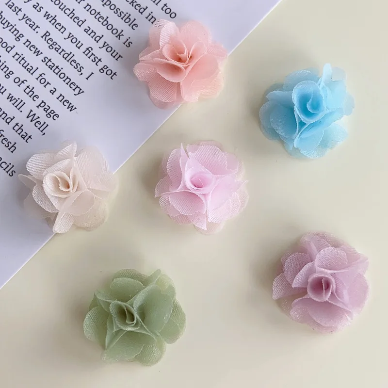 10Pcs 2CM Chiffon Flower Artificial Flower Heads For Wedding Home Garland Decor DIY Art Hair Accessories Wreath Fake Flowers