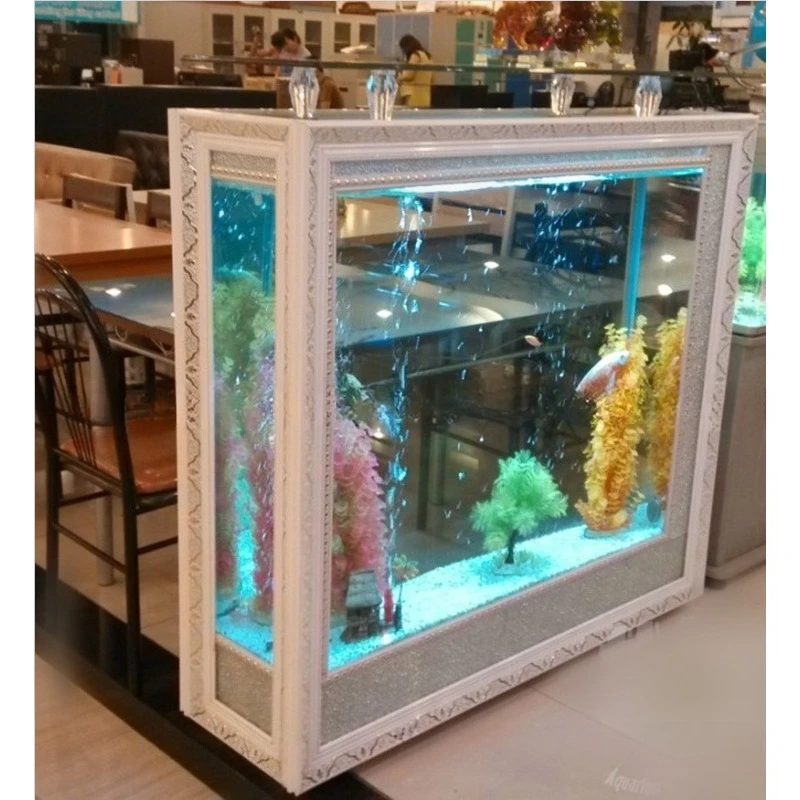Rectangle large European screen ecological fish tank aquarium medium ultra-white glass bottom filter