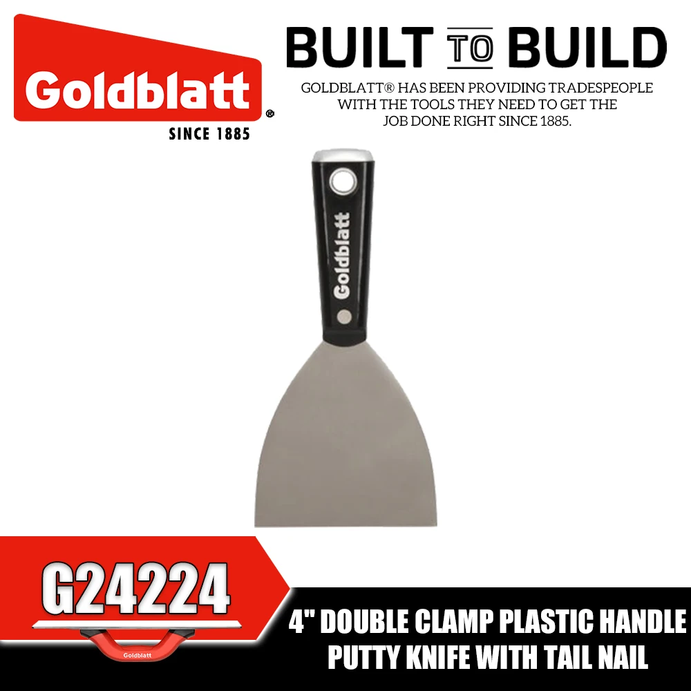 GOLDBLATT G24224 G24226 Double Clamp Plastic Handle Putty Knife with Tail Nail Construction Tools