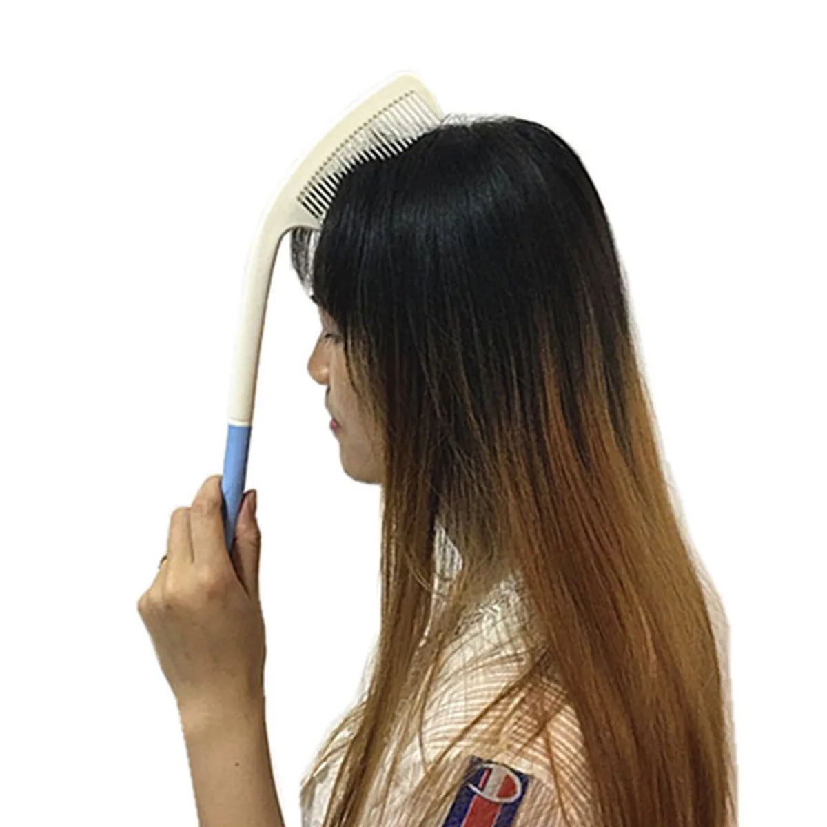 

Long Handle Plastic Comb Curved Hair Brush for Elderly Disabled Ergonomic for Men Women Wet Dry Hair