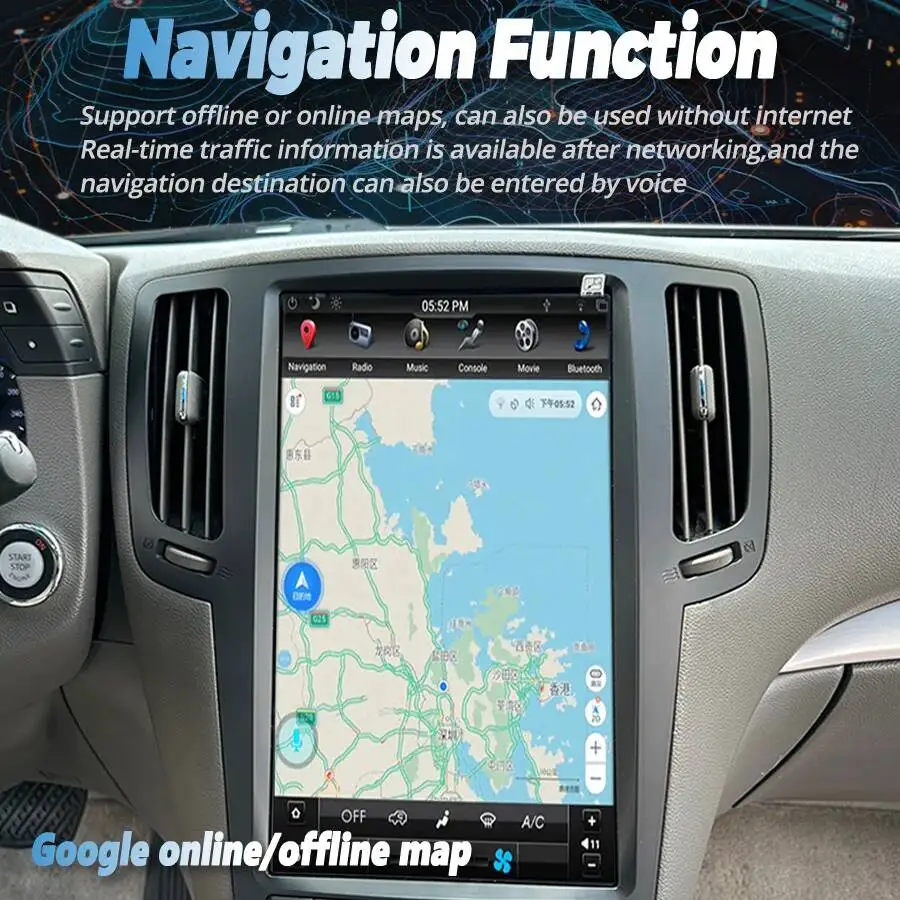 13.6 Inch 2Din Android Head Unit For INFINITI G37 G35 Q40 Q60 2007-2015 Wireless CarPlay GPS Navigation Multimedia Video Player