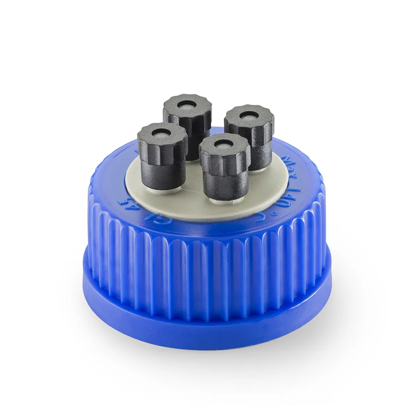 DURAN® GL 45 Replacement HPLC Screw Cap, complete with 4x black M8 screw caps and 12x silicone seals, 1129812