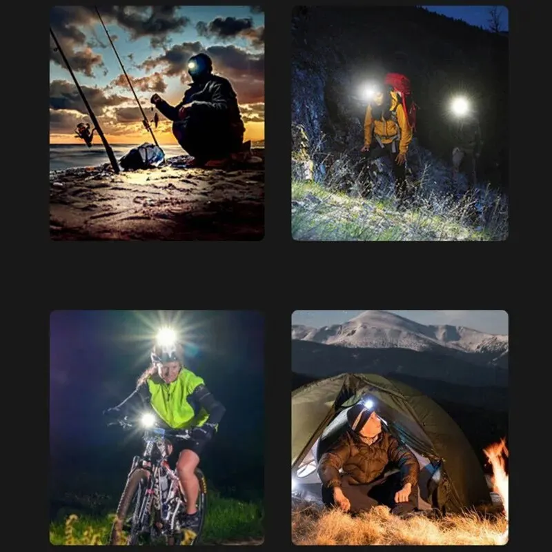 ضوء استشعار قوي لمسافات طويلة ، شحن USB ، محمول ، مثبت على الرأس ، في الهواء الطلق ، تشغيل ليلي ، صيد الأسماك