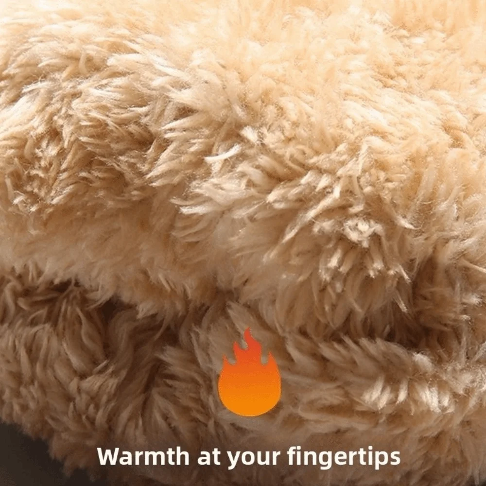 New Lamb Velvet Winter Gloves Double Layer Fleece Lined Thermal Gloves Cable Knit Touchscreen Gloves for Men Women