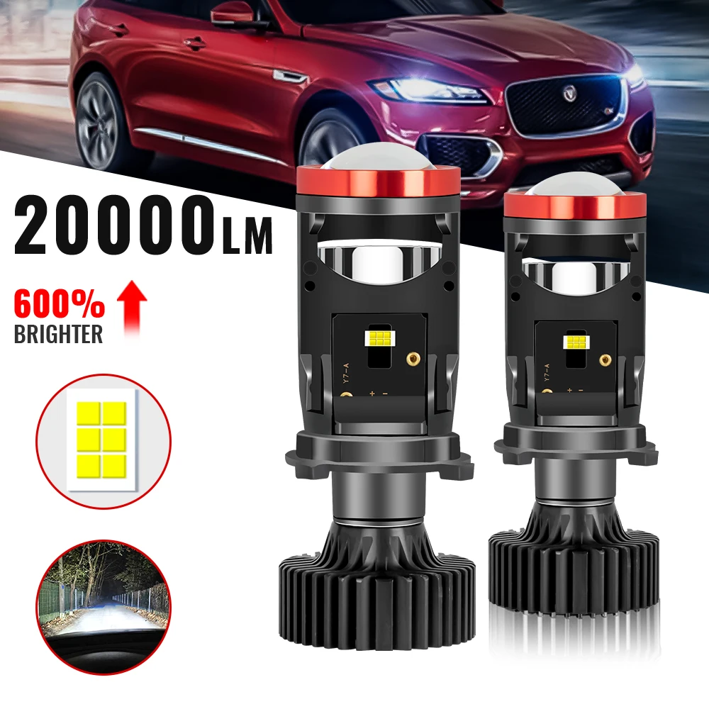 

2pcs Y7 H4 LED Projector Mini Lens Headlight Bulb Conversion High Beam Low Beam Turbo Fan Car H4 LED Headlight Auto Lamp 12V 24V