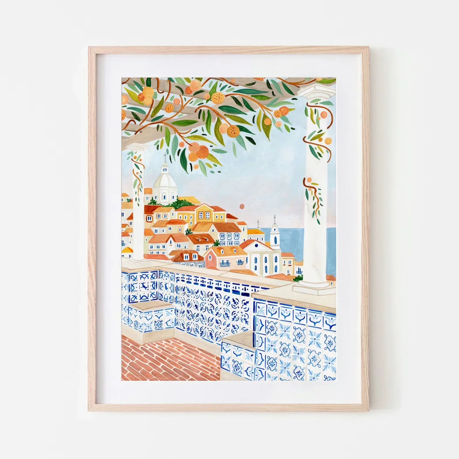 1pc frameless Canvas Painting Lisbon Poster Portugal Art Print Kitchen Wall Decor Portuguese Tile Design Hand Painted Travel The