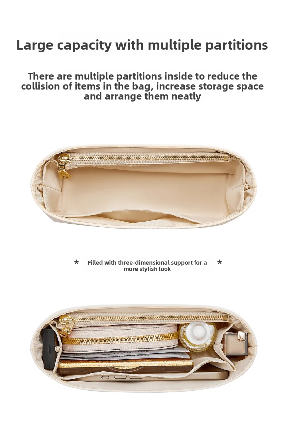 Bag Organizer Insert For Mini Herbag Inner Bag Nylon Lining Reconstruction Storage Bag Support Bag Insert Bag Accessories