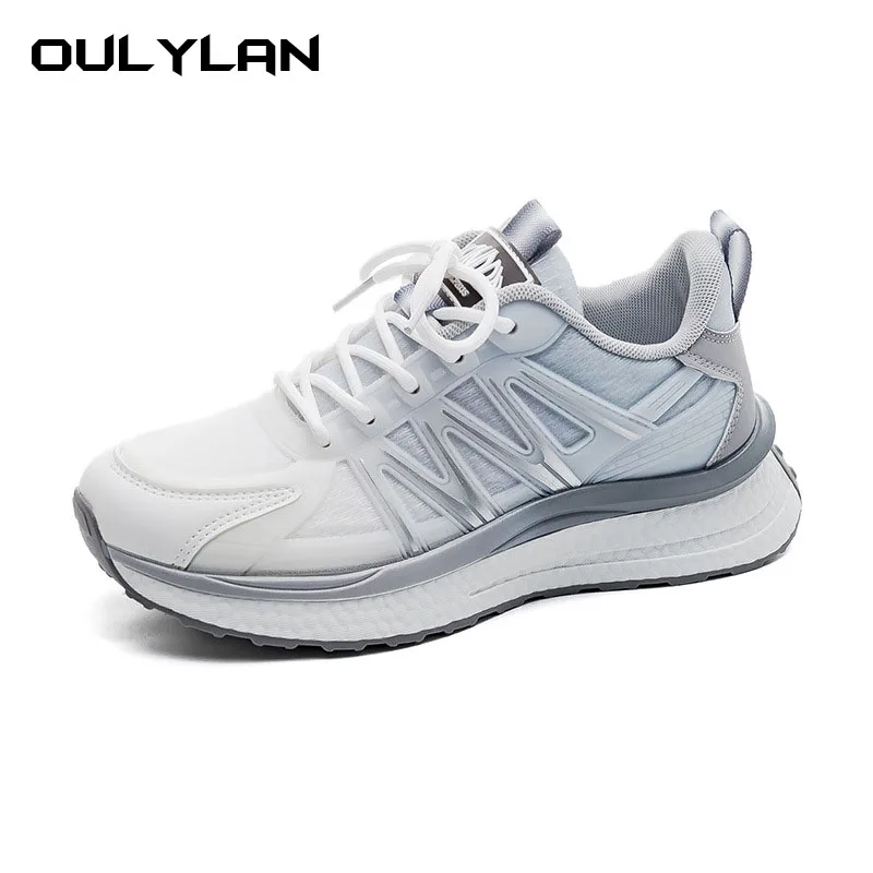 

Versatile color blocked sports shoes for both men and women, outdoor low cut height increasing running shoes, new dad shoes