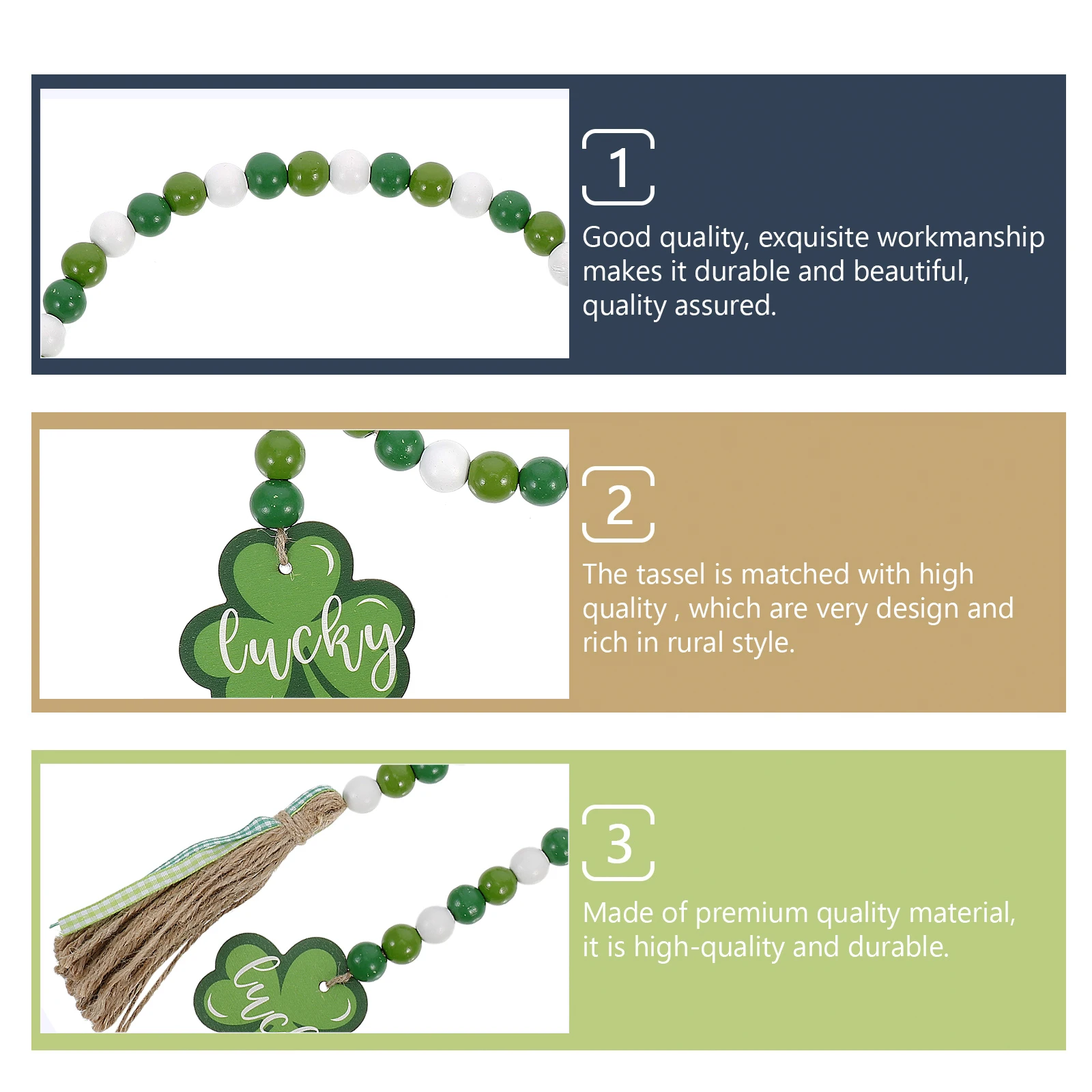 

Tassel Pendant Decoration Garland Decorations St Patricks Day Large Ornaments Rustic Decorative Beads Home with Wood Hanging