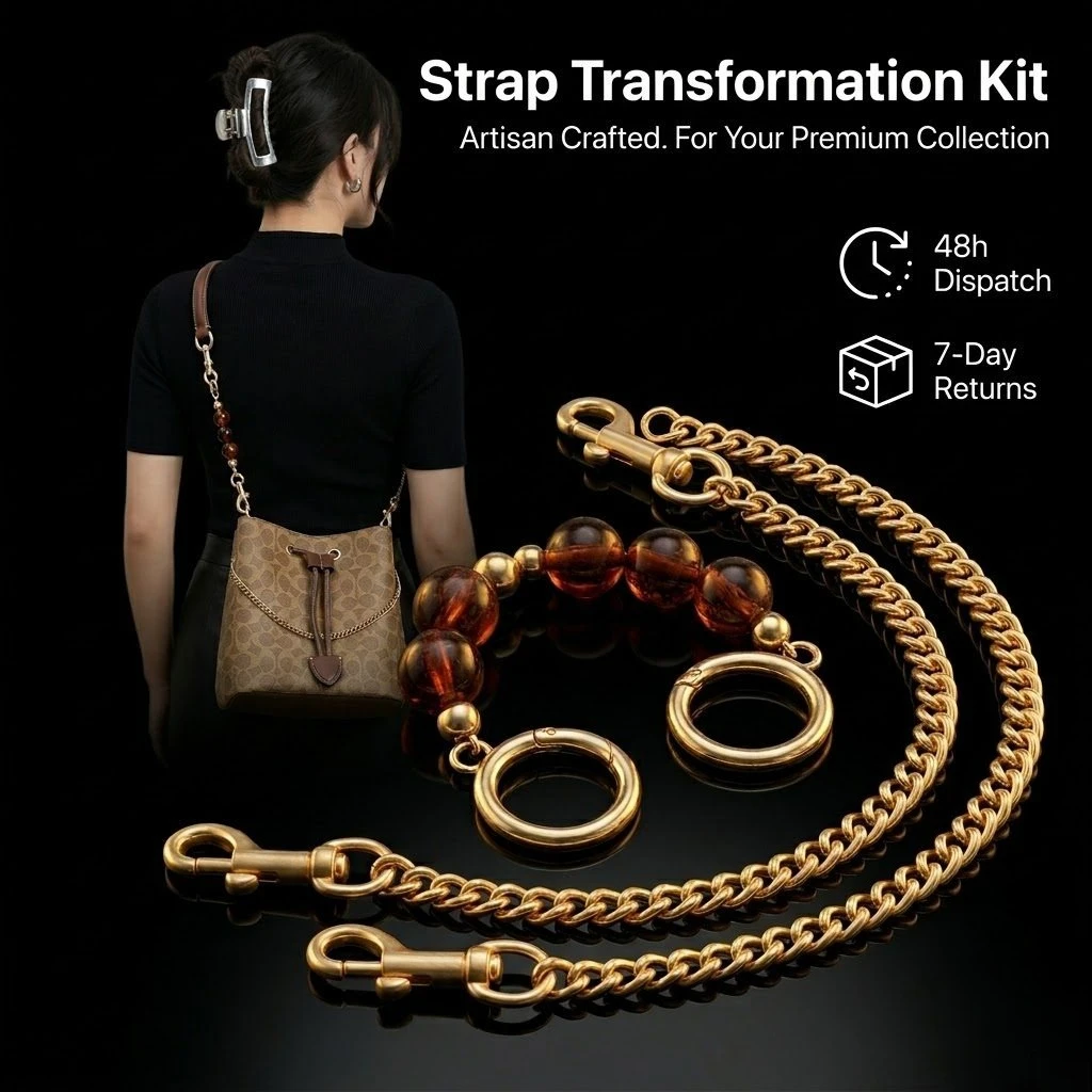 

Crossbody Transformation Kit Tyvek Organizer Insert Amber Like Resin Bead Chain Extender Purse Charm for Dome Satchel Accessory