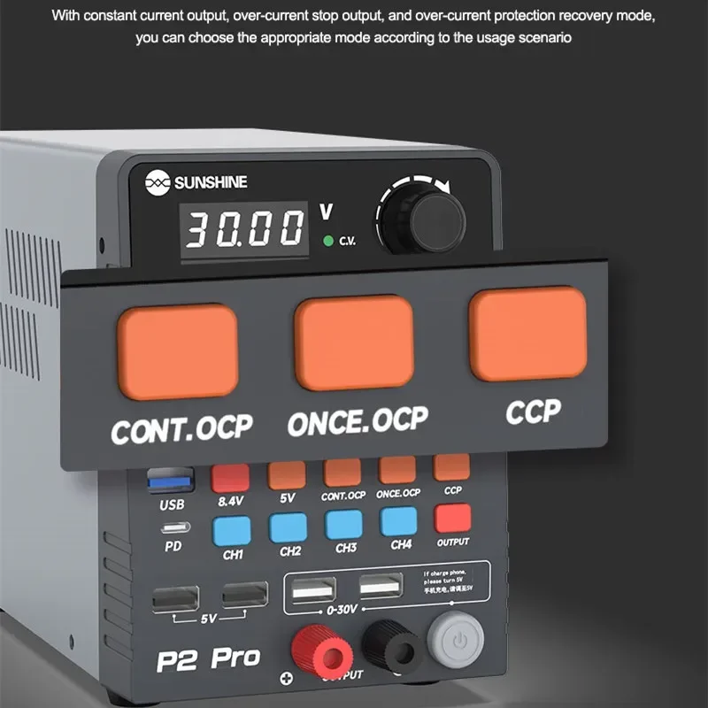 SUNSHINE P2 Pro Toroidal Transformer Power Supply With Four-digit Display For Mobile Phone Fast Charge Repair Power Supply