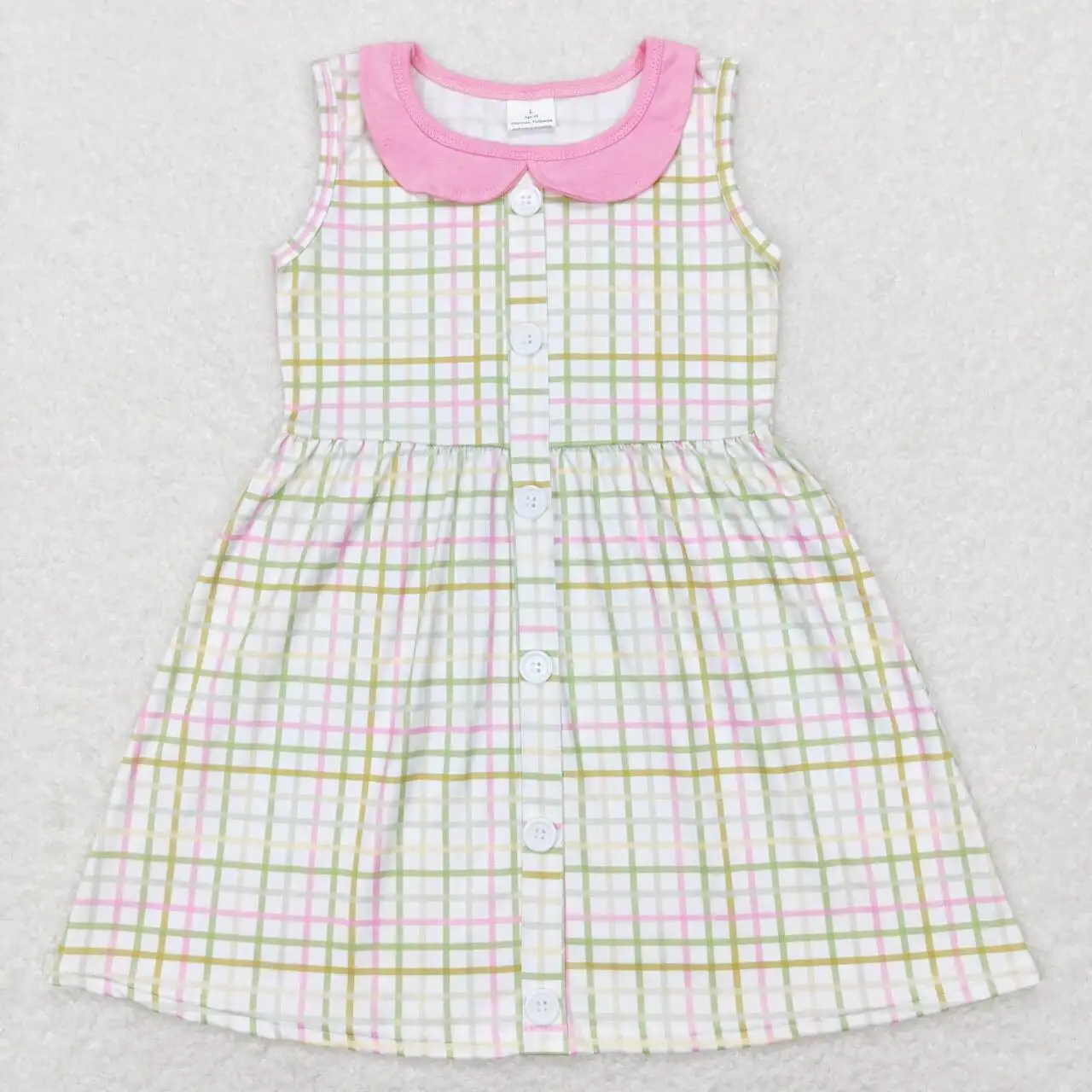 

GSD0581 baby girls dresses Green striped pink clothes for girls baby sleeveless dress Wholesale kids summer boutique dress