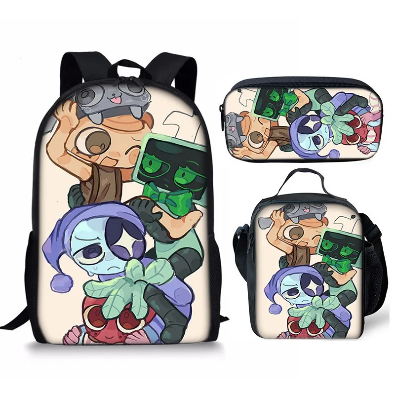 Mochila del mundo de Anime Dandys, 3 unidades/juego, mochila escolar, estuche para lápices, bolsa de almuerzo, bolsa con estampado de dibujos animados para niño y niña, regalos para la vuelta a la escuela