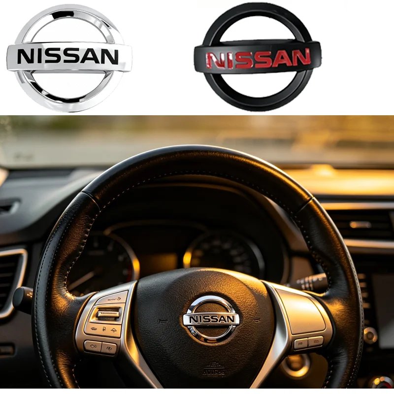 1pcs ABS New Car steering wheel logo sticker For Nissan Qashqai X J10 J11 Trail Tiida Teana Skyline Juke X-trail Almera