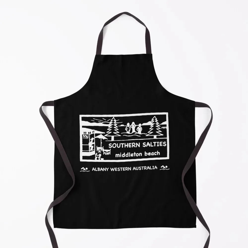 

Southern Salties white on black BADGE Apron For Nail Stylist Cute Kitchen Men kitchen Apron