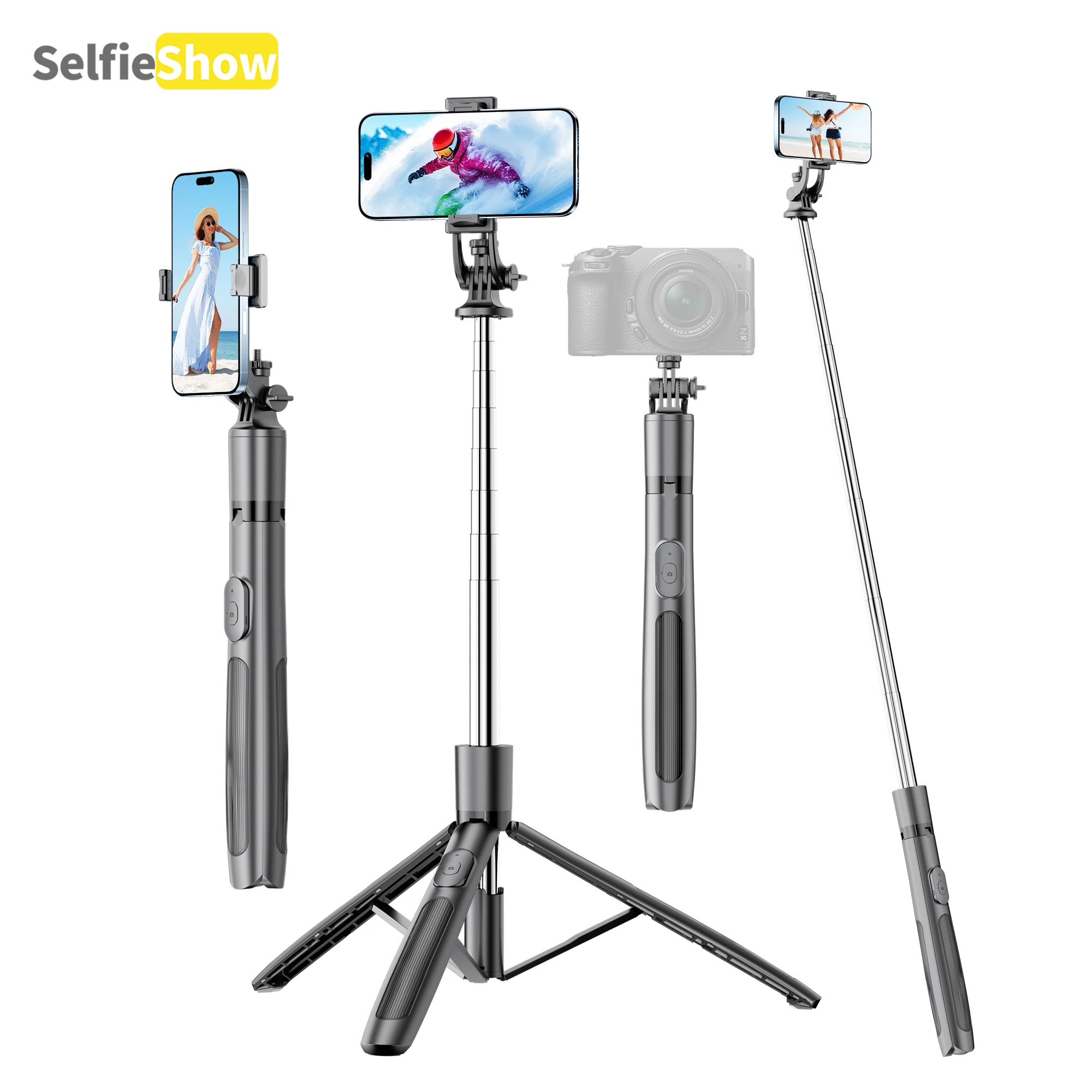 

Q05 1580mm Reinforced Live Bluetooth Tripod Selfie Stick Without Fill Light Tripe Stabilizer Stand for Cell Phone
