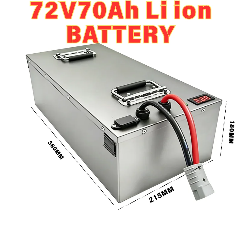 72V 70Ah Lithium Ion Battery for Electric Scooter Tricycle Forklift with 100A BMS 6000W 7200W Bicycle - Includes +10A Charger