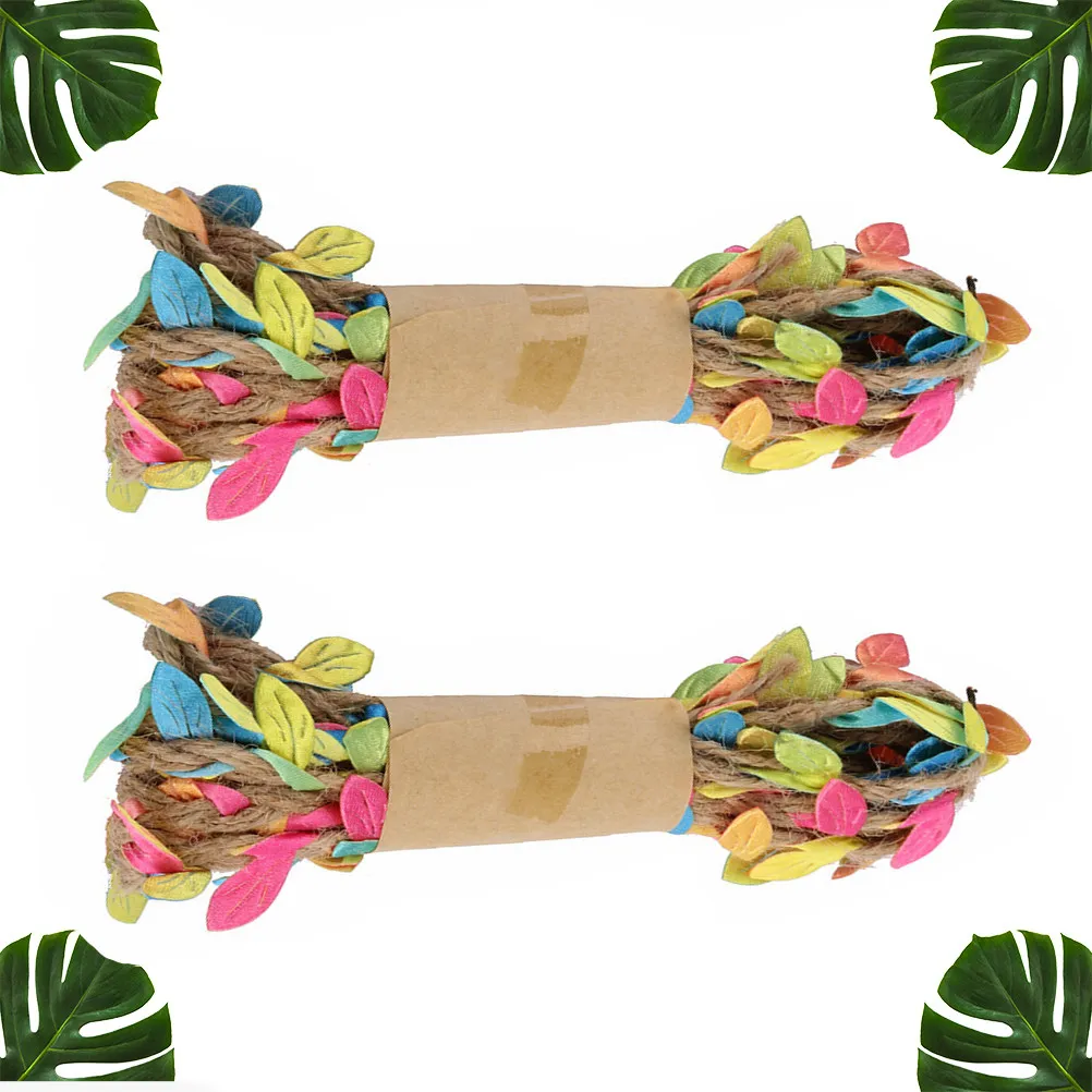 2 Rolls Simulation Leaves Hemp Rope Colorful Creative DIY Accessory Flower Bouquet Packing Rope Home Shop Decoration