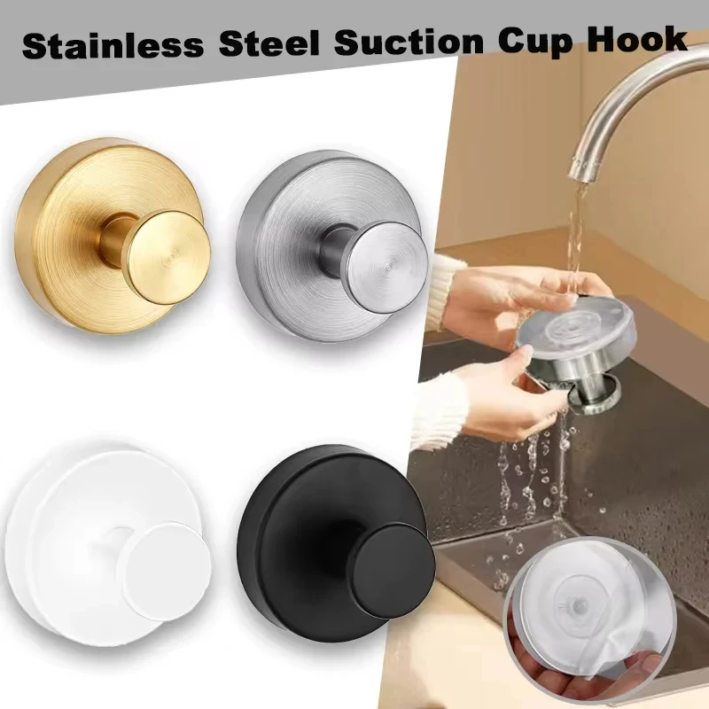 

New Suction Cup Hooks Stainless Steel Waterproof Bathroom Shower Wall Mount Punch-free Reusable Strong Adsorption Hook Holders