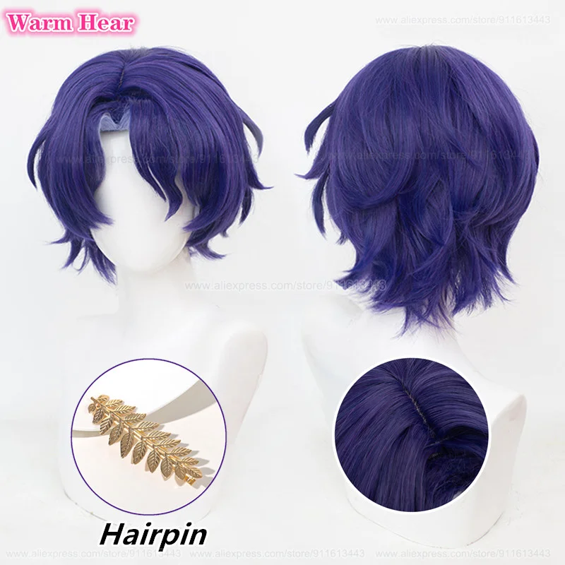 New Arrival Anime Dr. Ratio Synthetic Wig Short 35cm Purple Highlights Cosplay Anime Wig Heat Resistant Hair Party Wigs +Wig Cap