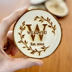 Custom Wooden Coasters with Logo, Personalized Laser Engraved, Gift for Wedding Anniversary, Valentine's Day