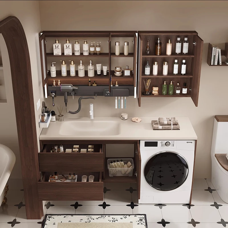 Wooden Modern Bathroom Cabinet Luxury Toilet Organizer Mirror Cupboard Closet Skincare Jewelry Archivadores Trendy Furniture