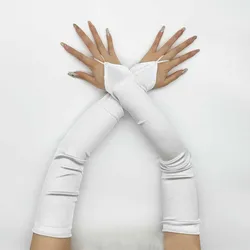 Women Satin Hook Finger Long Fingerless Gloves Bride's Wedding Dress Performance Party Retro Style Opera Etiquette Accessories