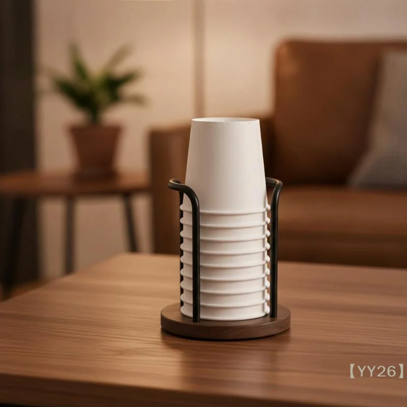 【YY26】PP Disposable Cup Storage Rack with Single/Dual Slots – Stable Countertop Organizer for Paper Cups