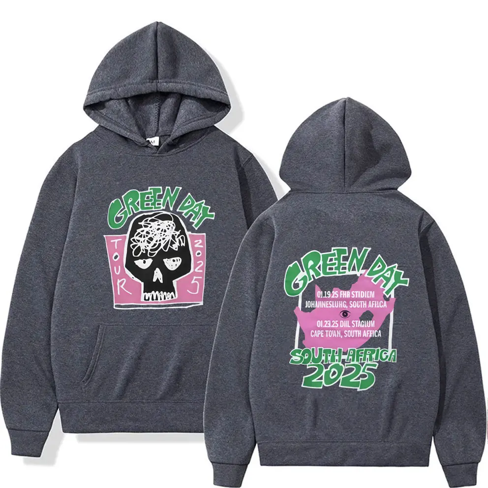 Punk Band Green Day Tour 2025 Hoodie Men Women Skeleton Oversized Rock Hooded Tracksuit Male High Quality Fleece Cotton Hoodies
