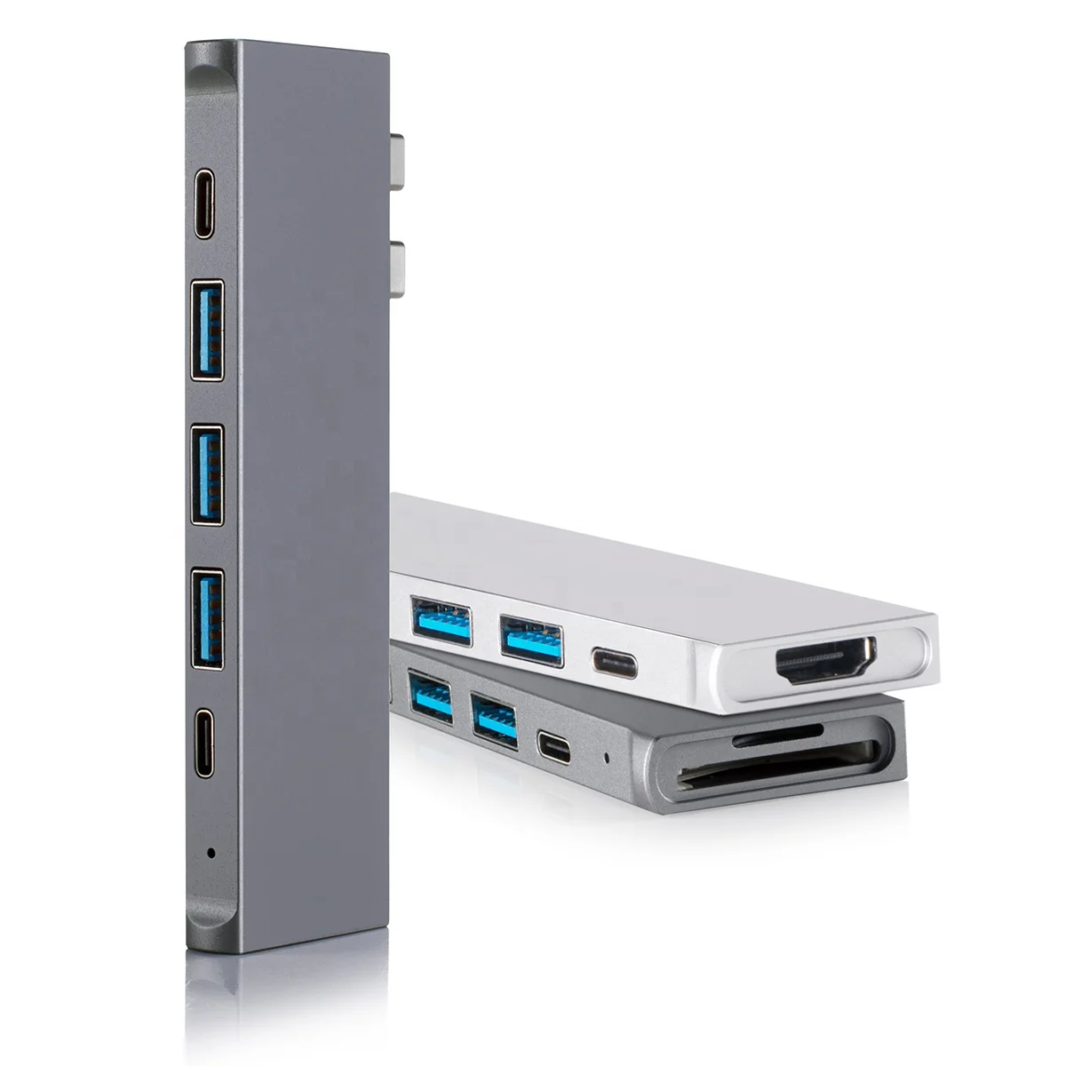 8-in-2 USB-C Hub with HDTV 4K, Thunderbolt 3/4 40Gbps, 100W PD, 3*USB3.0, SD/TF Reader, Dual Type-C Plug