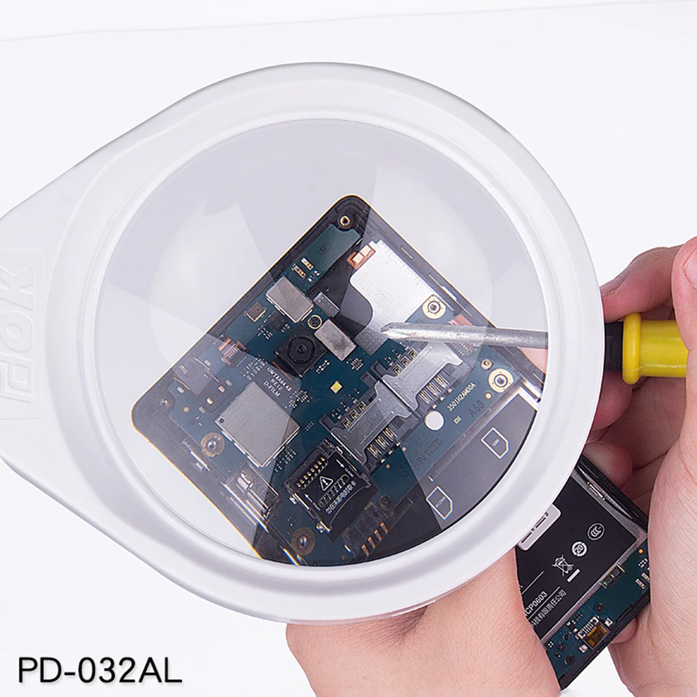 Lupa de brazo largo LED, lente óptica grande de 10x, brazo Flexible de aumento para inspección de PCB, belleza, Facial, lupa de 10x