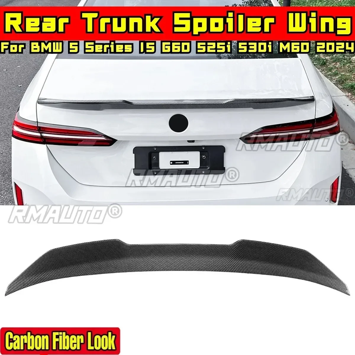 

For BMW 5 Series I5 G60 525i 530i M60 2024 Body Kit Rear Spoiler Glossy Black Rear Wing Car Accessories