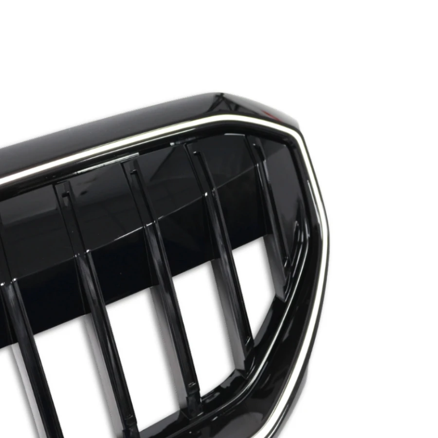 TIYPEOR Update All Black Mesh Gloss Black Single Line Front Bumper Grille LED Lamp for BMW 5 Series G60 2024