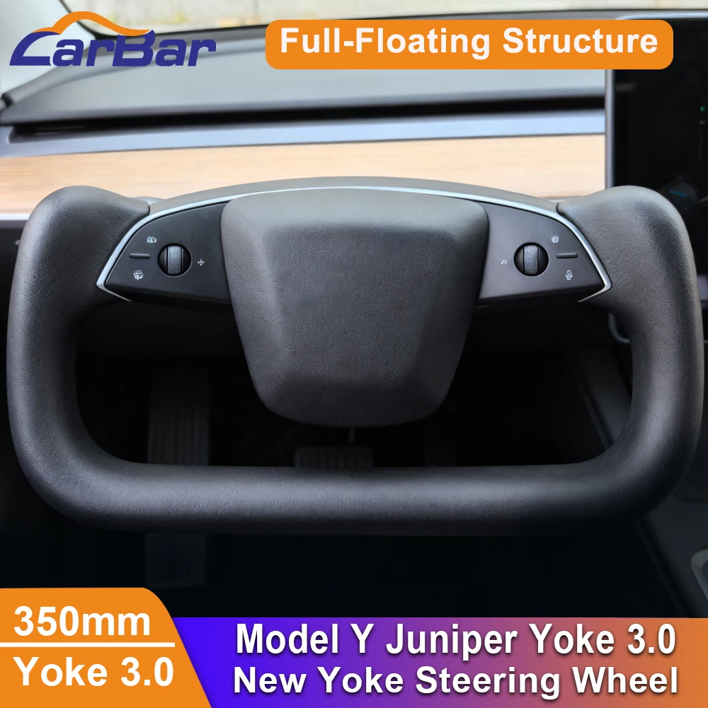 

Carbar New 350mm Yoke Full Floating Steering Wheel For Tesla Model Y Juniper Yoke 3.0 Heating Yoke Handle Nappa Leather Modified