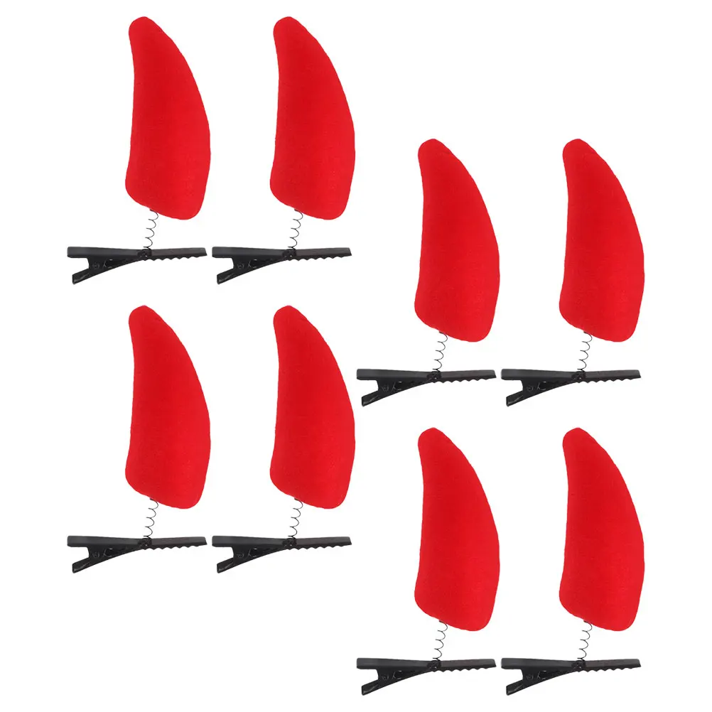 

8 Pcs Ox Horn Hair Clips Unique Aesthetic Halloween Decor Novelty Barrettes Comfortable Reliable Women Hairpins
