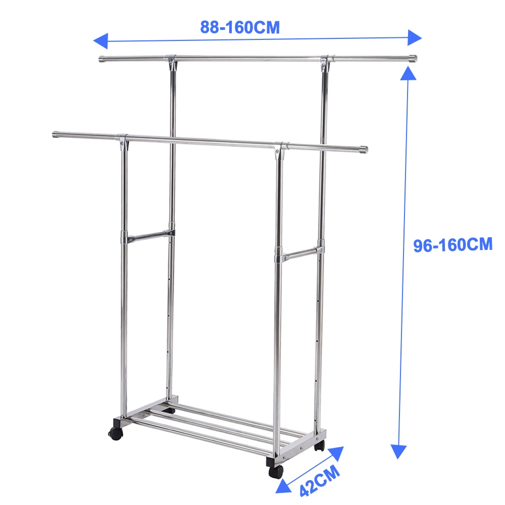 Golden Simple Garment Stand Clothes Rack Clothing Rack with Mesh Storage Shelf on Wheelspromote sales