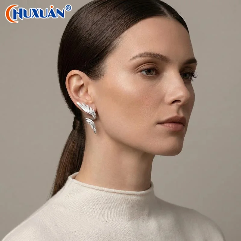 

[Q]Simple Alloy Long Wing Stud Temperament Earrings Silver Wings Shape Elf Ear Cuff Earrings Jewelry Accessories Gifts