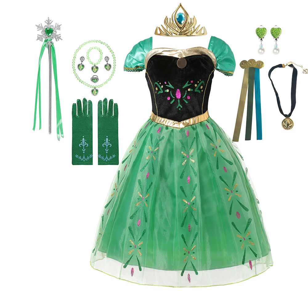 Disney Frozen Elsa Anna Costume For Kids Girl Fancy Birthday Party Gown Princess Dress Carnival Party Children Clothing 2023