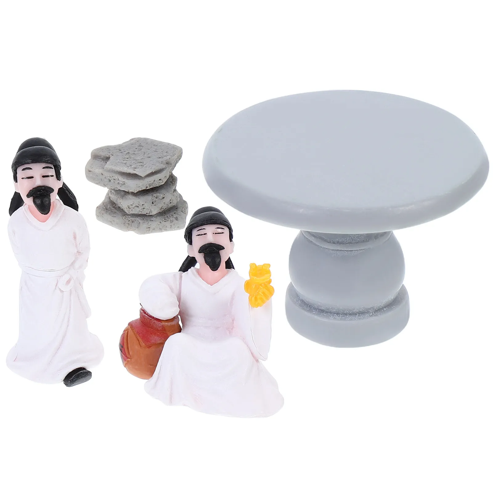 4Pcs Miniature Table Chairs Li Statue Micro Landscape DIY Garden Decoration Terrarium Zen Bonsai Ornaments