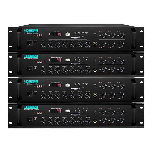 60W 100v 4-16 ohm 4 Mic In 3 Aux In 1 Aux Out 6 Zones Paging Music Mixer Amplifier with USB Tuner