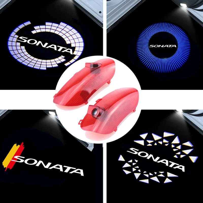 

2Pcs LED Car Door Welcome Lights Courtesy Projector Ghost Shadow Lamp for Hyundai Sonata 8 2010-2014 2011 2012 2013 Accessories