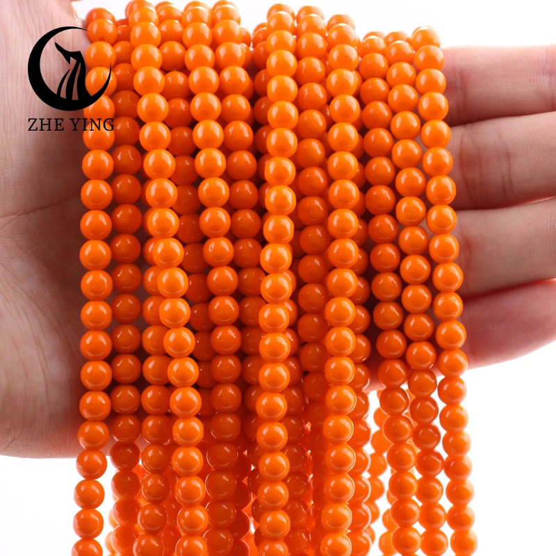 

Wholesale 20 Strands 6 8mm Red Coral Glass Beads Round Orange Crystal Bead for Jewelry Making Bracelets Necklace DIY Accessories